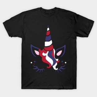 American Unicorn US Flag Cute Patriotic 4th of July T-Shirt